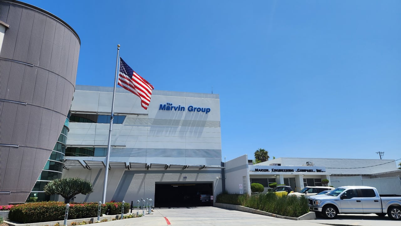 Exterior of the Marvin Engineering Group facility in Inglewood, California